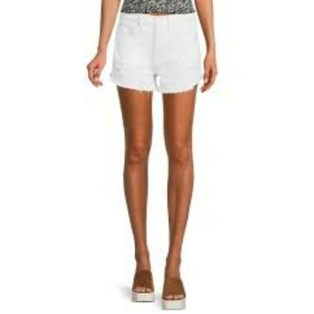 FREE‎ PEOPLE Lasso High Waist DISTRESSED WHITE DENIM SHORTS 26 NWT